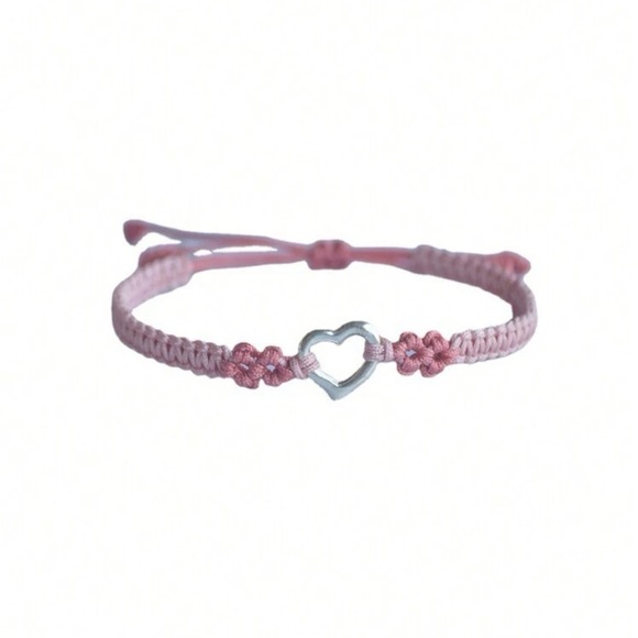 unavailable⚠️Clearance Pink Woven Heart Charm Bracelet - Picture 5 of 6
